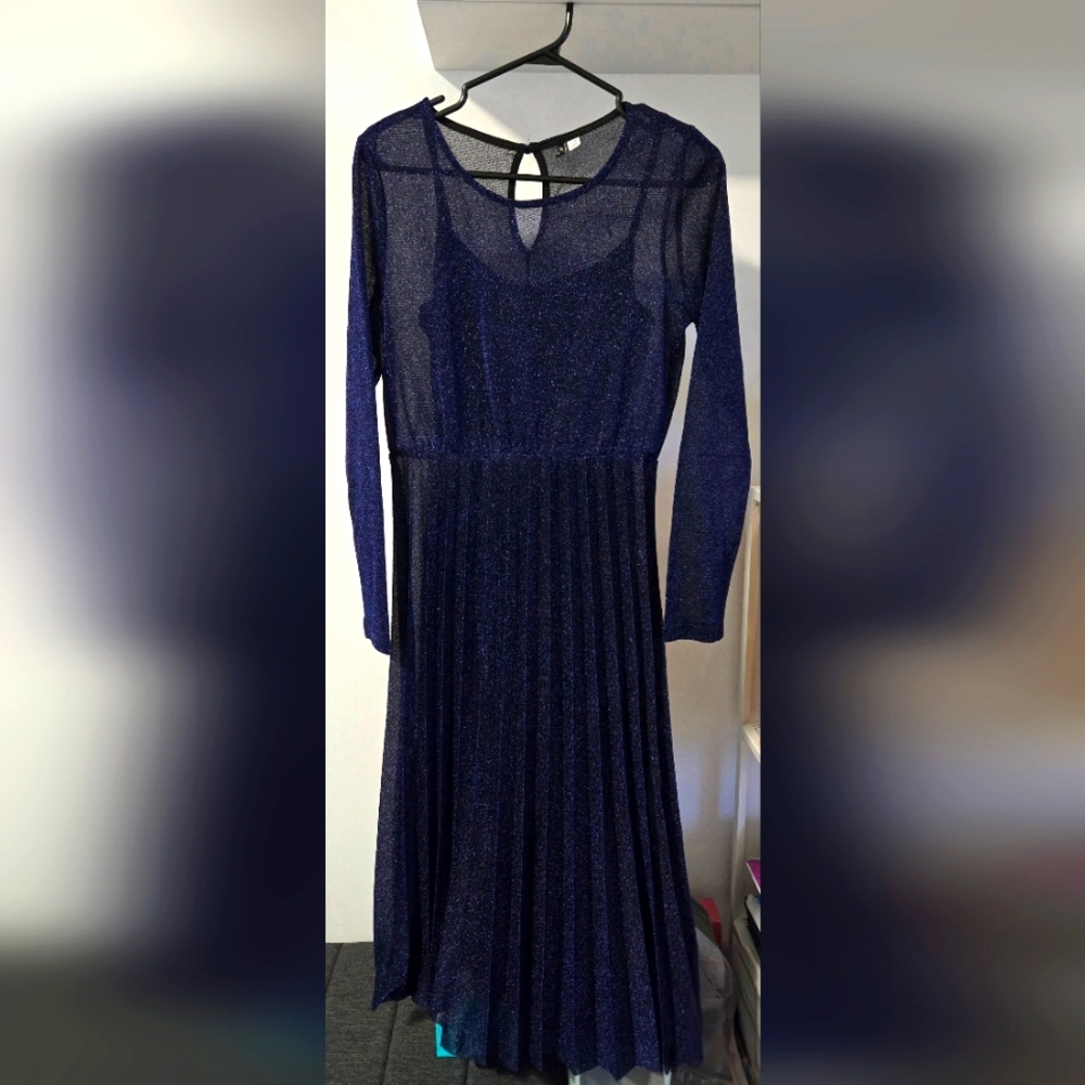 Elegant glitter sheer Blue Dress
